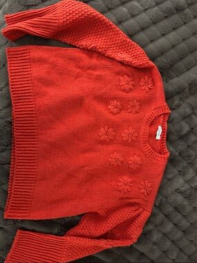 Calligraphie rust orange knit floral sweater L-XL